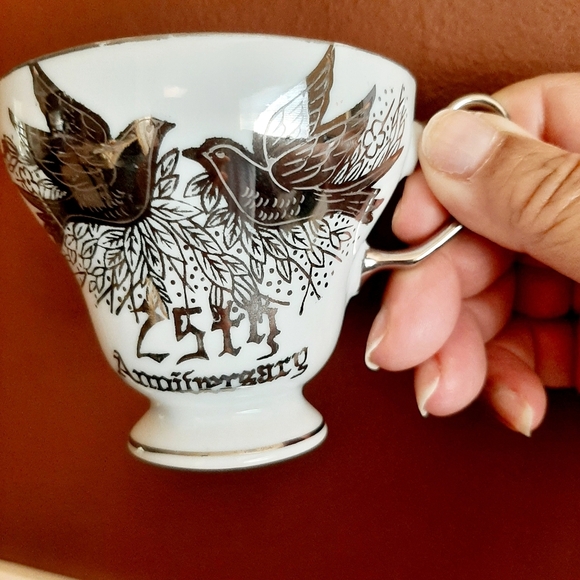 SET OF TWO VTG KELVINS FINE CHINA ANNIVERSARY CUPS AND SAUCERS - Picture 5 of 11